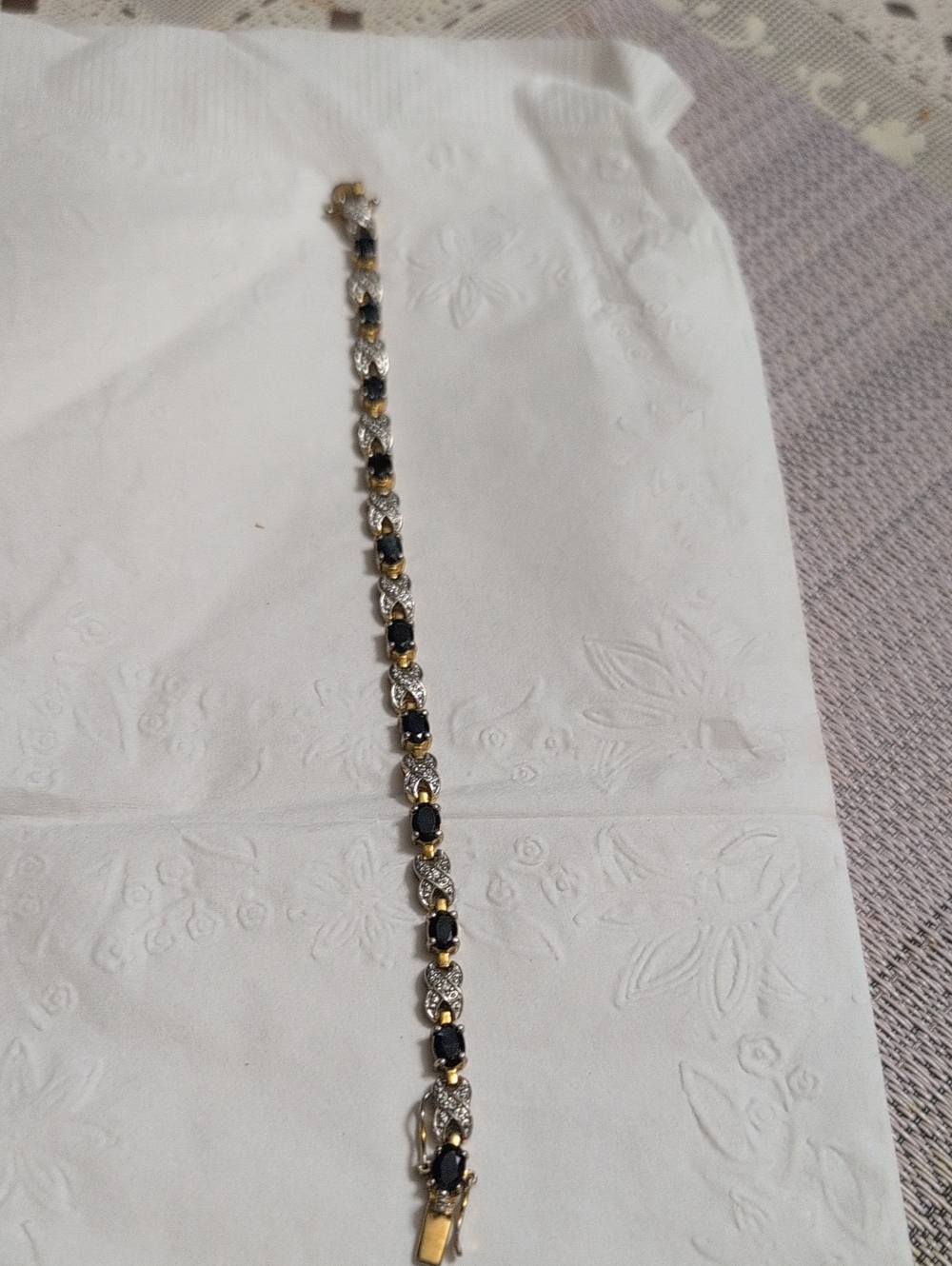 SETA Women’s Tennis Bracelet Gold Plated Blue Sapphire? Diamond Accent 8 1/8”